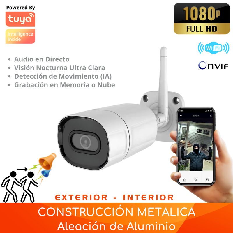 D MOTICA - Cámara Seguridad Wifi Inteligente Full Hd con Audio y Detección de Movimiento