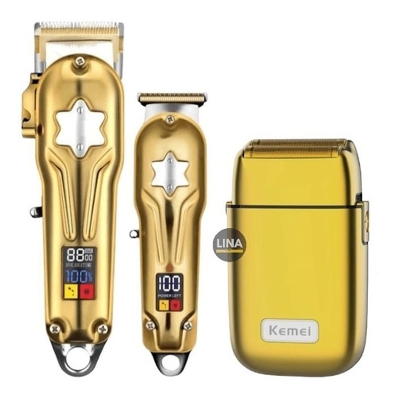 KEMEI - Pack 3 Maquina Kemei Profesional Afeitadora Trimmer Shaver