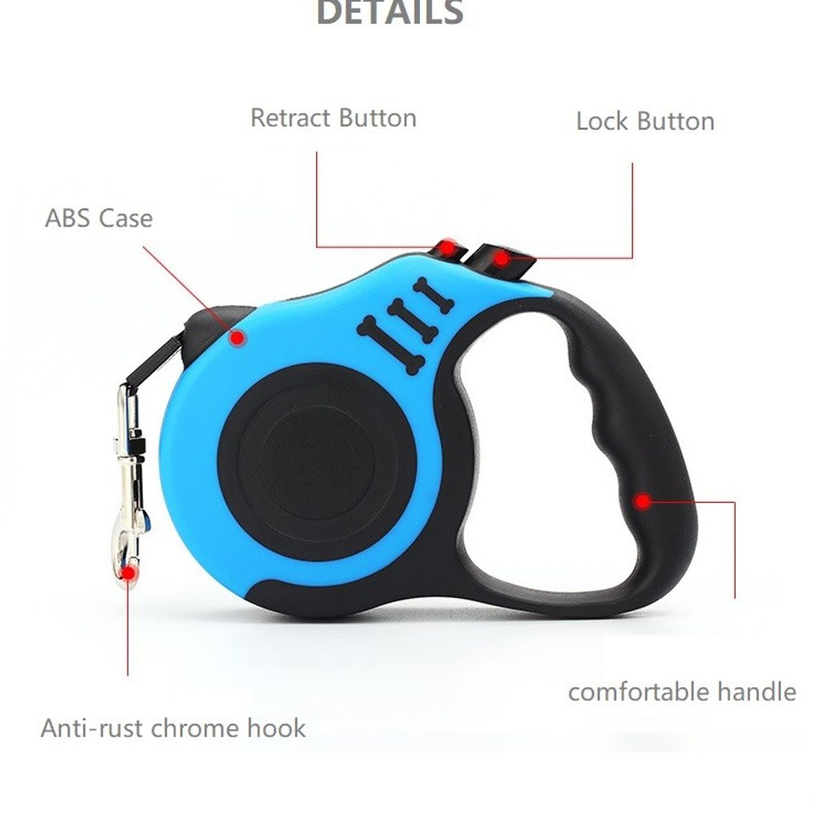 MASCO TODO - Correa Retráctil 3 metros Mascotas Perros Azul