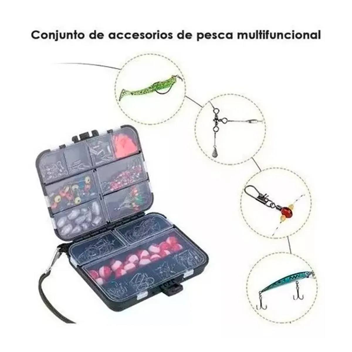 GENERICO - Kit Anzuelos De Pesca 263 Piezas Con Caja De Aparejos