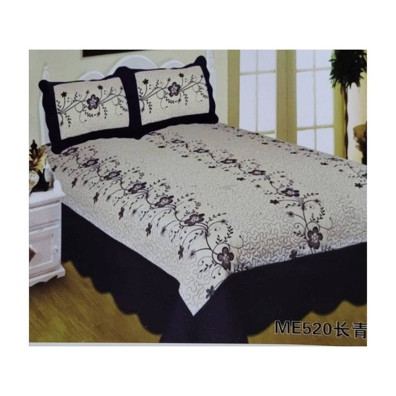 GENERICO - Cubrecama Quilt Verano 1 1/2 Plazas - Azul Bordado