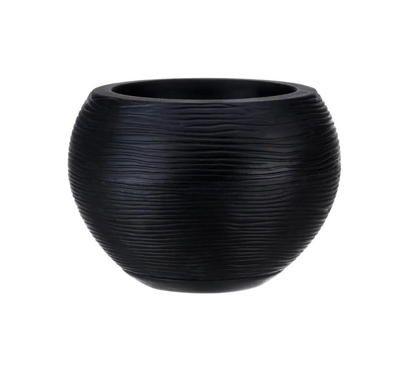 MACETERO NEGRO FLORENCIA 19CM ALTO CON PLATO