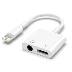 GENERICO - Adaptador De Audio y Carga compatible Iphone a jack 3,5 auxiliar