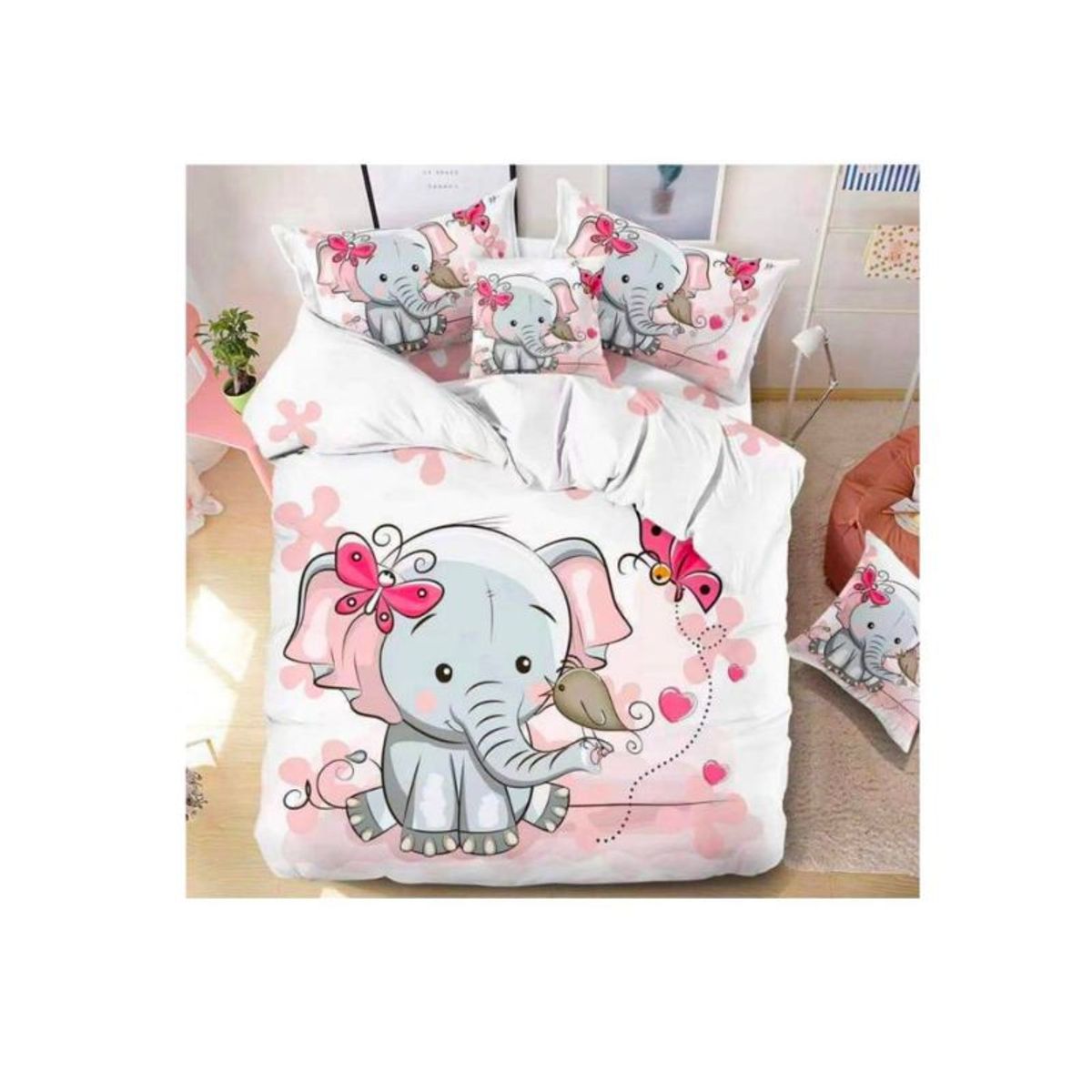 GENERICO - Cubrecama Quilt Verano 1 1/2 plaza - Elefanta Emily 038