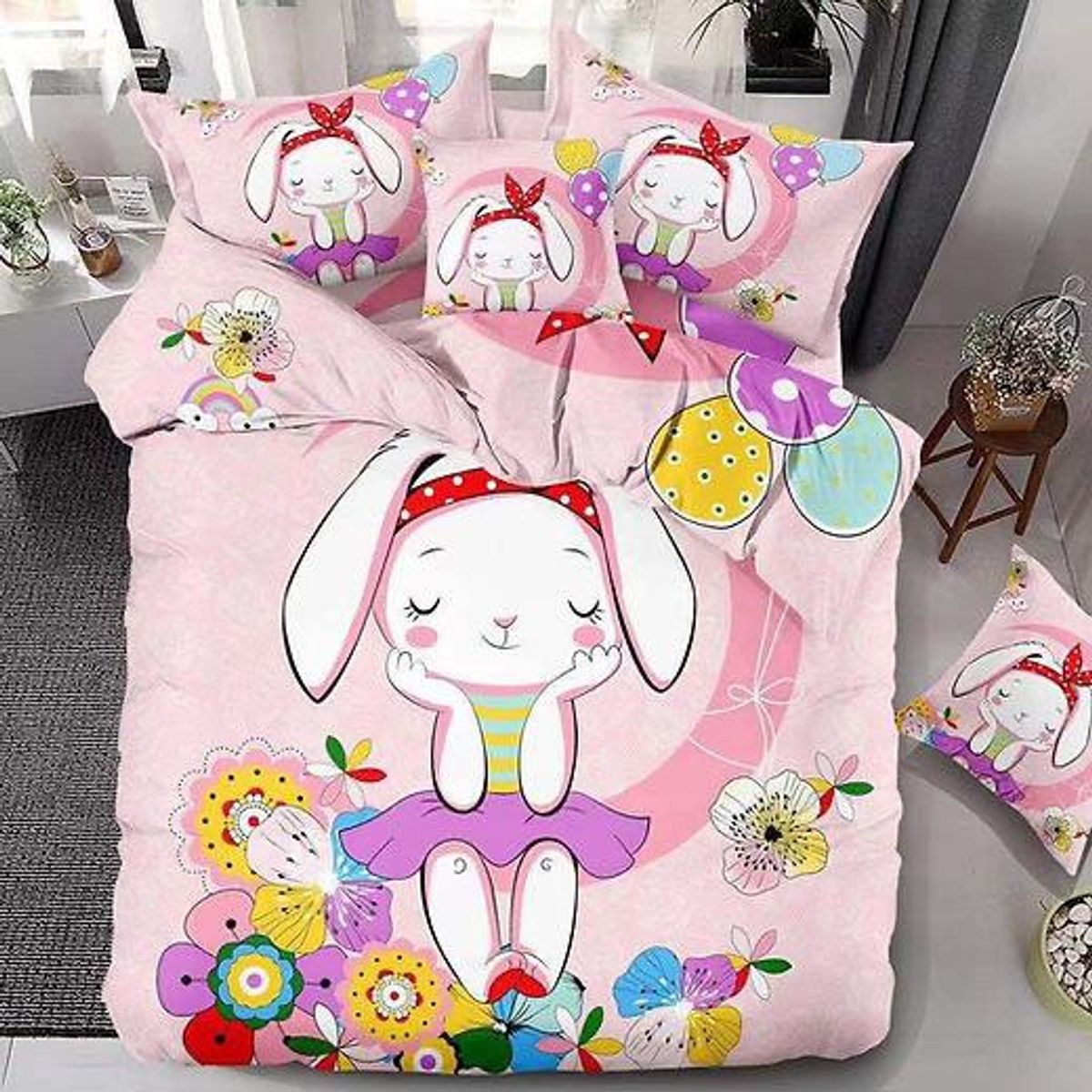 GENERICO - Cubrecama Quilt Verano 1 1/2 plaza - Conejita Candy