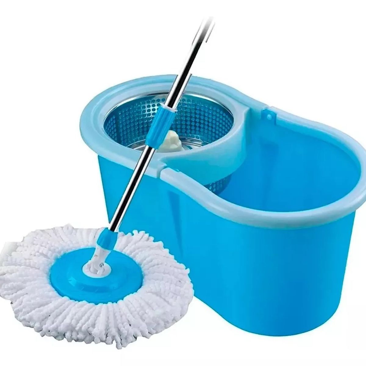 GENERICO - Mopa Giratoria 360 Con Canasto Metalico Y 2 Repuestos