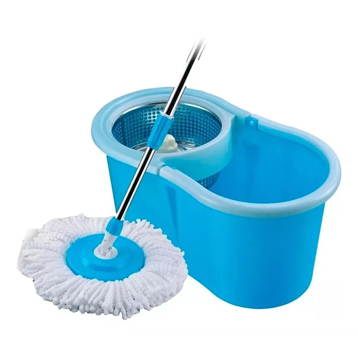 GENERICO - Mopa Giratoria 360 Con Canasto Metalico Y 2 Repuestos