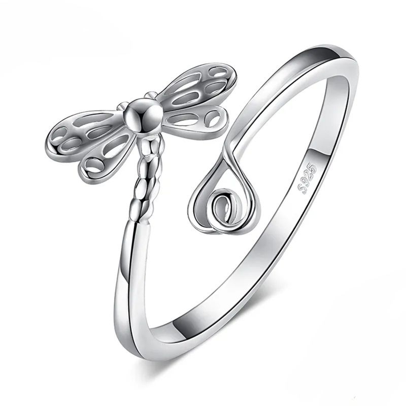 GENERICO - Anillo libelula plata 925 ajustable joya mujer elegante