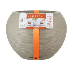 FLORIDIS - MACETERO BEIGE EFECTO PIEDRA 32CM ALTO CON PLATO