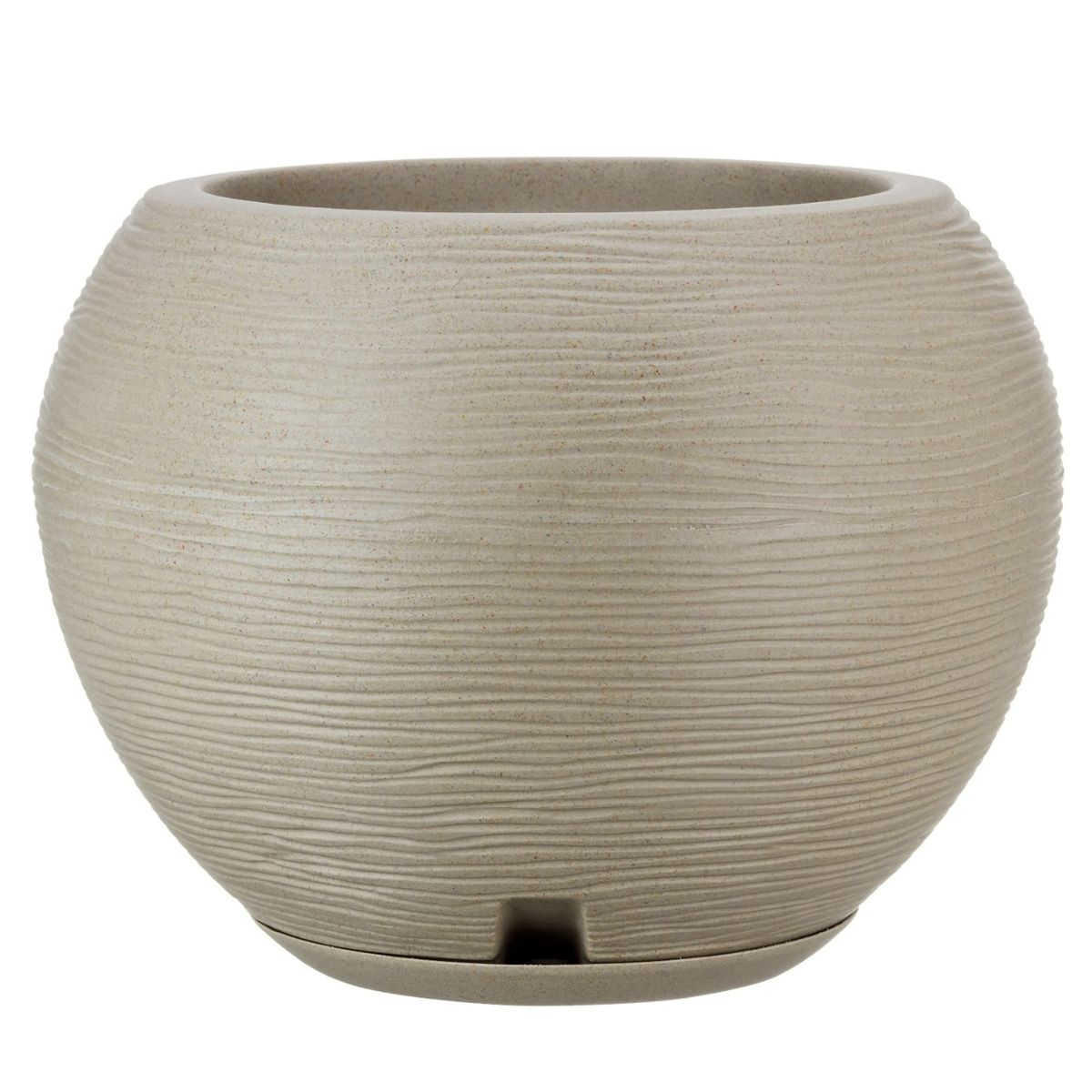 FLORIDIS - MACETERO FLORIDIS BEIGE EFECTO PIEDRA 32CM ALTO CON PLATO