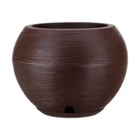 MACETERO MARRON FLORENCIA 32CM ALTO CON PLATO