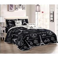 Quilt de Verano 2 plazas. Color Negro con Diseño C3014