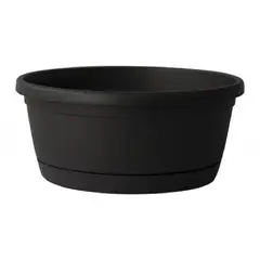 EURO3PLAST - Macetero de plástico con plato 25x11 cm color Gris Antracita