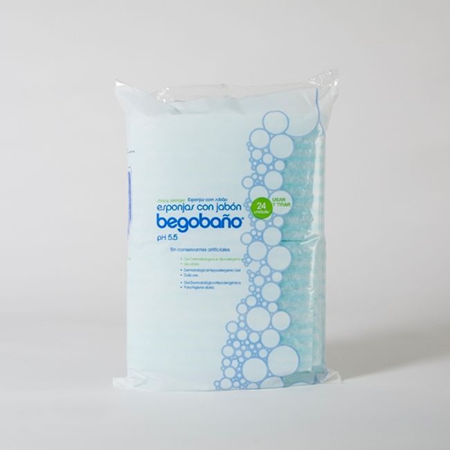 GENERICO - Esponja Jabonosa Begobaño Para Baños Sin Enjuague Pack 24un.