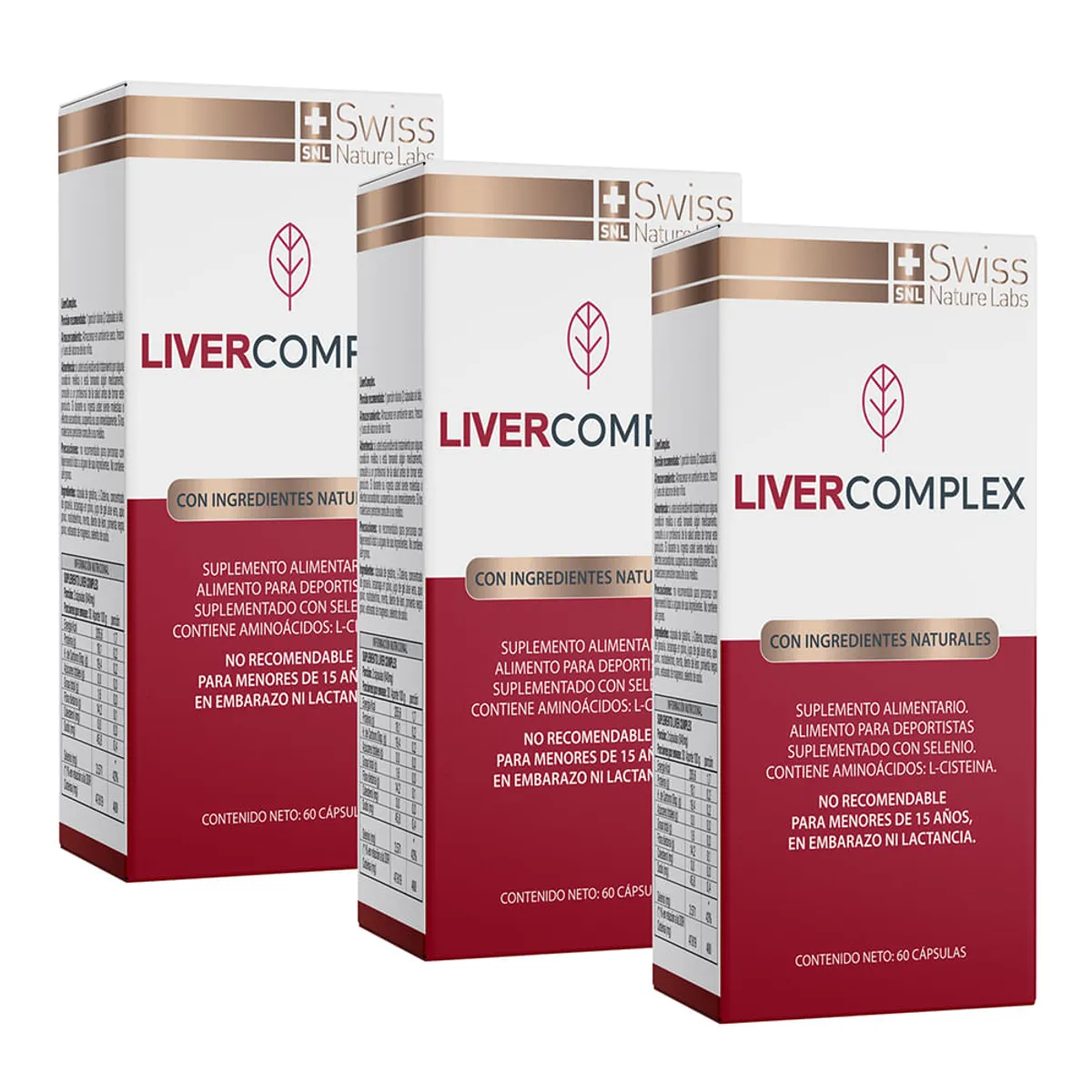 LIVER COMPLEX - Pack  3 Liver Complex Salud Hepatica 180 Capsulas