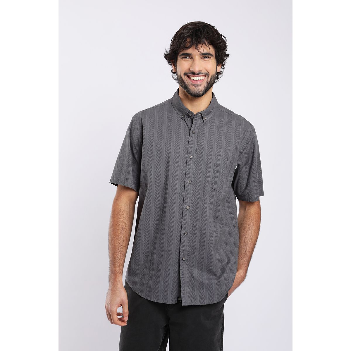 FROENS - Camisa manga corta Texture hombre Military gris Froens