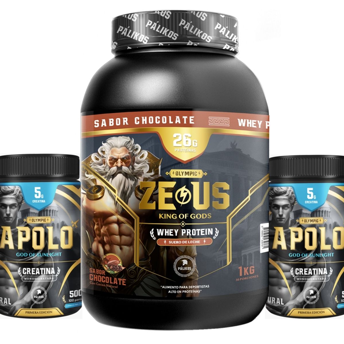 PALIKOS FITNESS - 100 whey protein 1kg Chocolate  1kg de Creatina apolo200 servicios.