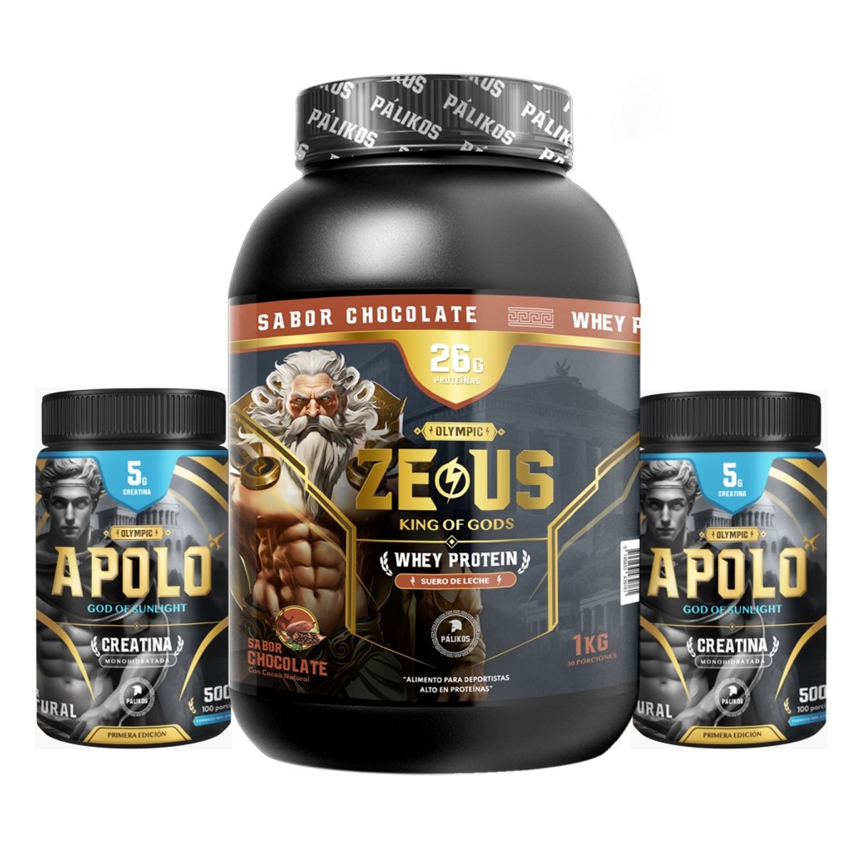PALIKOS FITNESS - 100 whey protein 1kg Chocolate  1kg de Creatina apolo200 servicios.