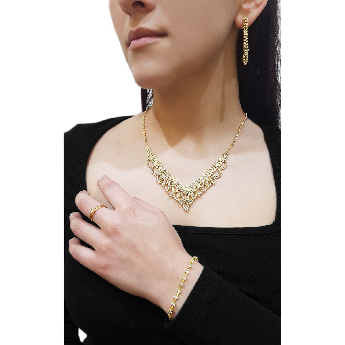 GENERICO - Set Para Fiesta Collar - Aros - Pulsera - Anillo -  Susi