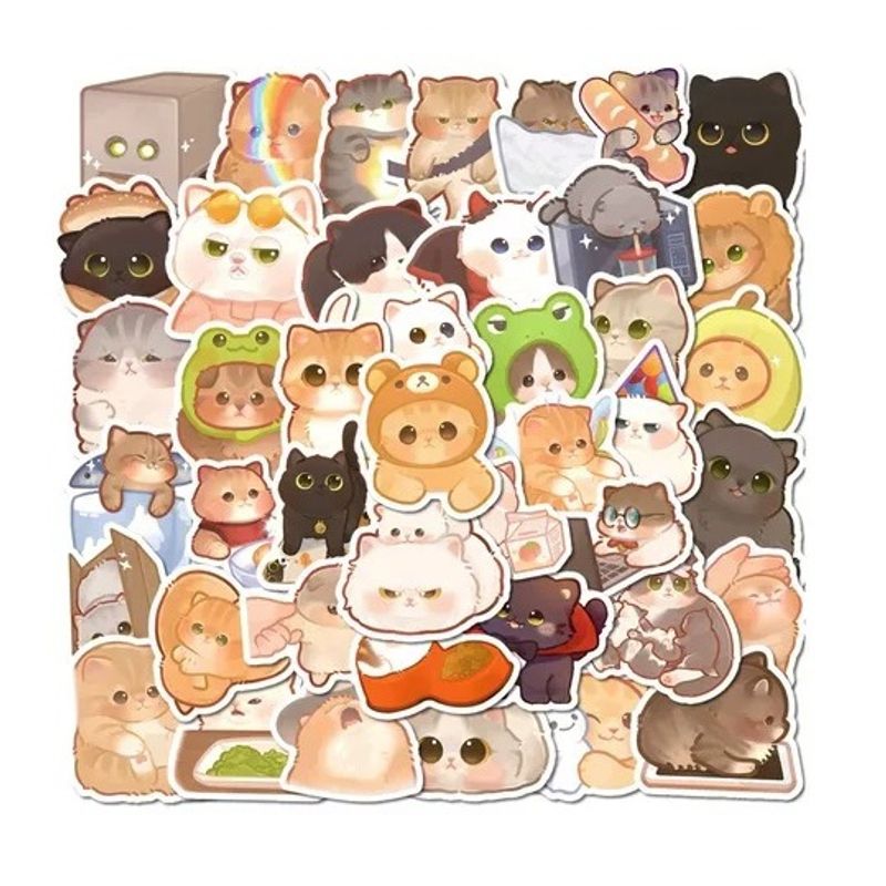 GENERICO - 50 Stickers De Gatitos Bebes Kawaii - Etiquetas Autoadhesivas - S341