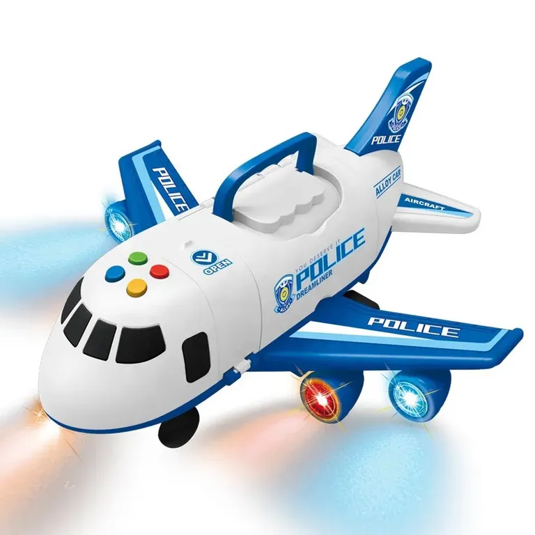 Avion Transportador 3 Coches Metal con Musica y Luces