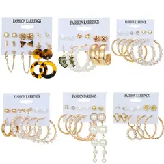 VATYERTY - 36 pares de pendientes geométricas de perlas para mujeres