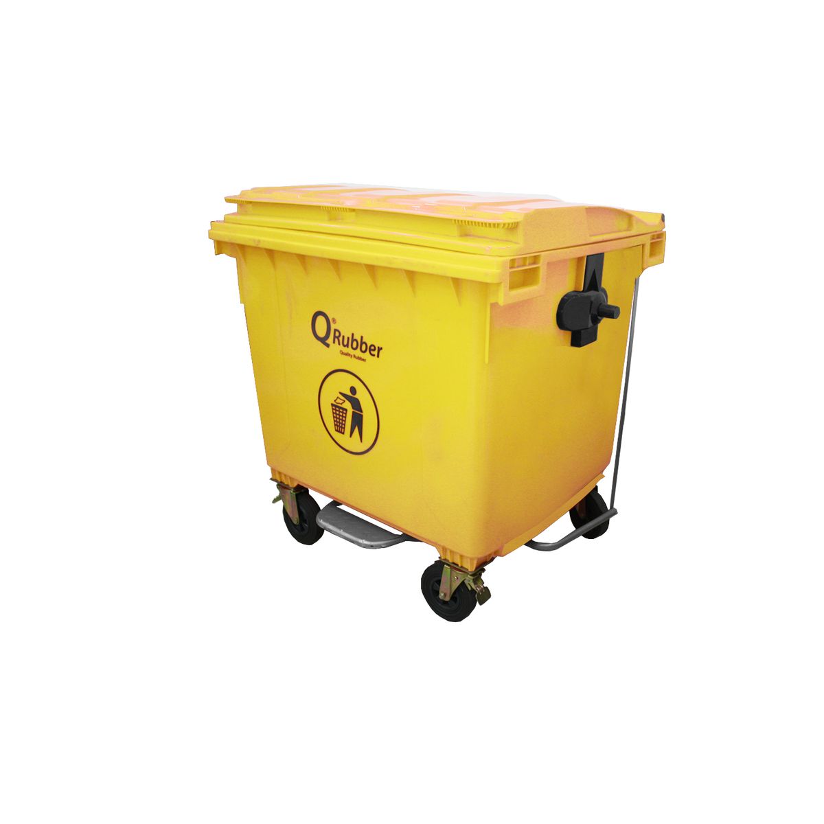 QRUBBER - Basurero Contenedor Basura 1100 lts amarillo pedal QRubber