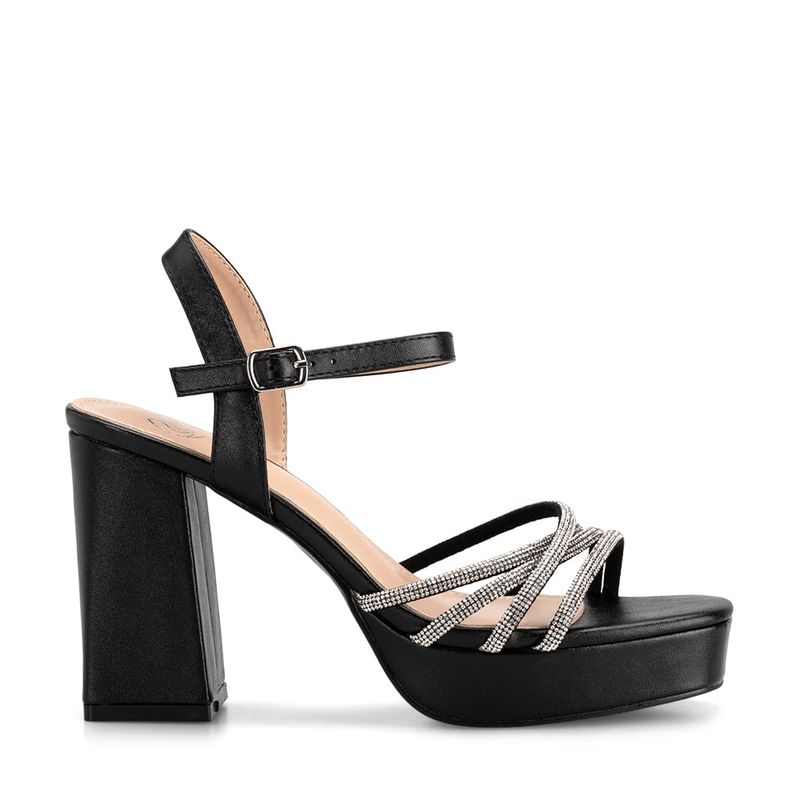 WEIDE - Sandalia Eco Cuero Taco Negro Fiesta Mujer Weide YOU205