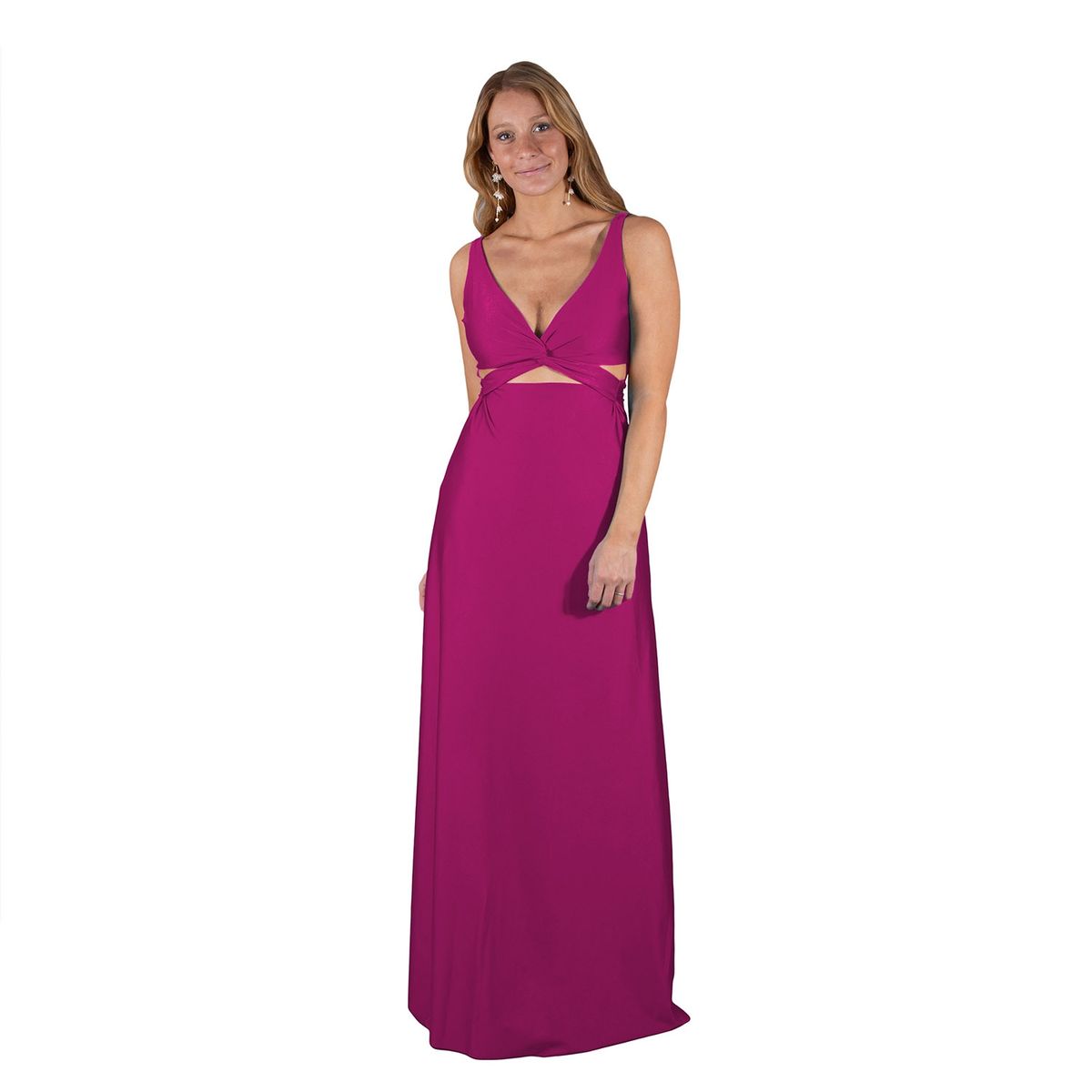 MARIA PASKARO - Vestido Largo Algarve Magenta Lycra Maria Paskaro - Magenta
