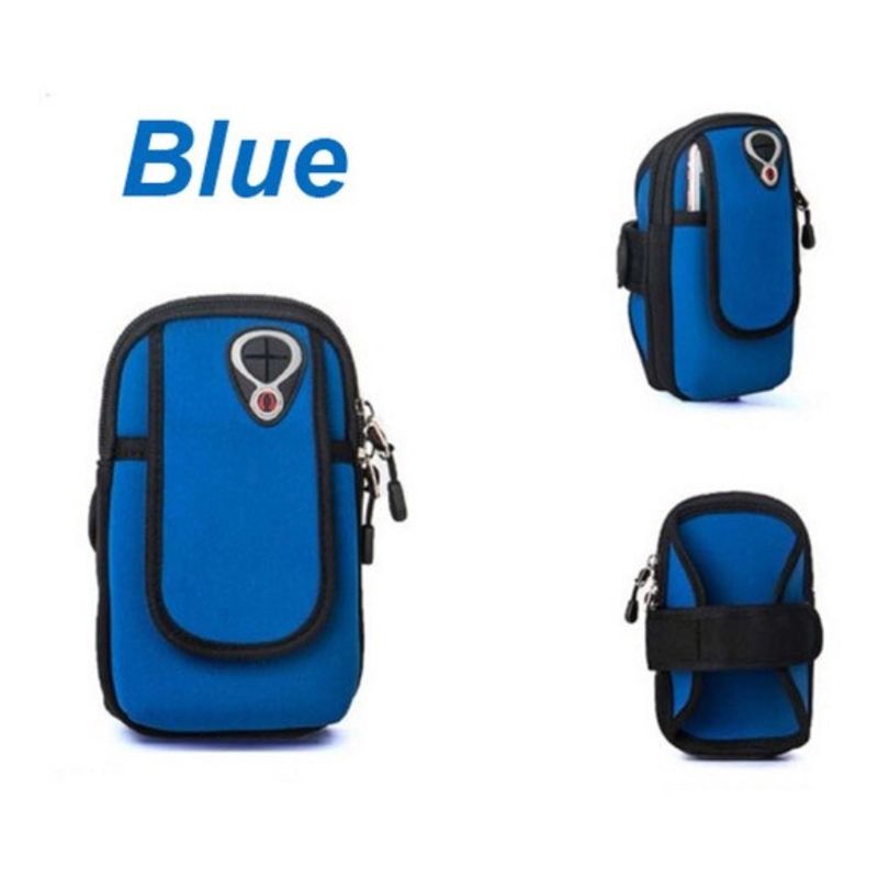 GENERICO - Bolsa AZUL  Riñonera con Soporte para Brazalete de Telefono