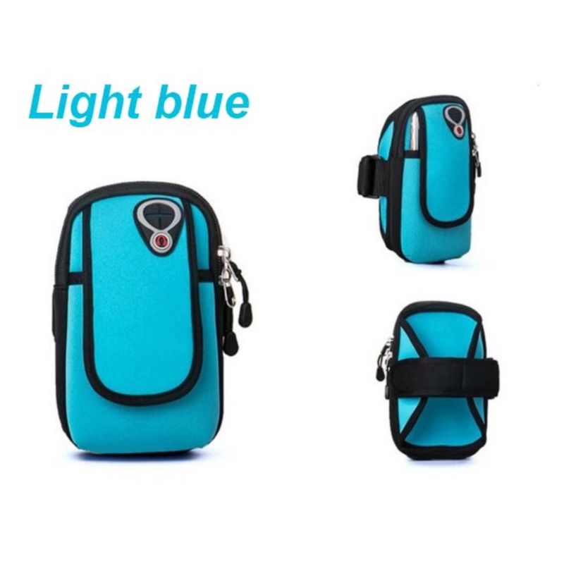 GENERICO - Bolsa CELESTE Riñonera con Soporte para Brazalete de Telefono