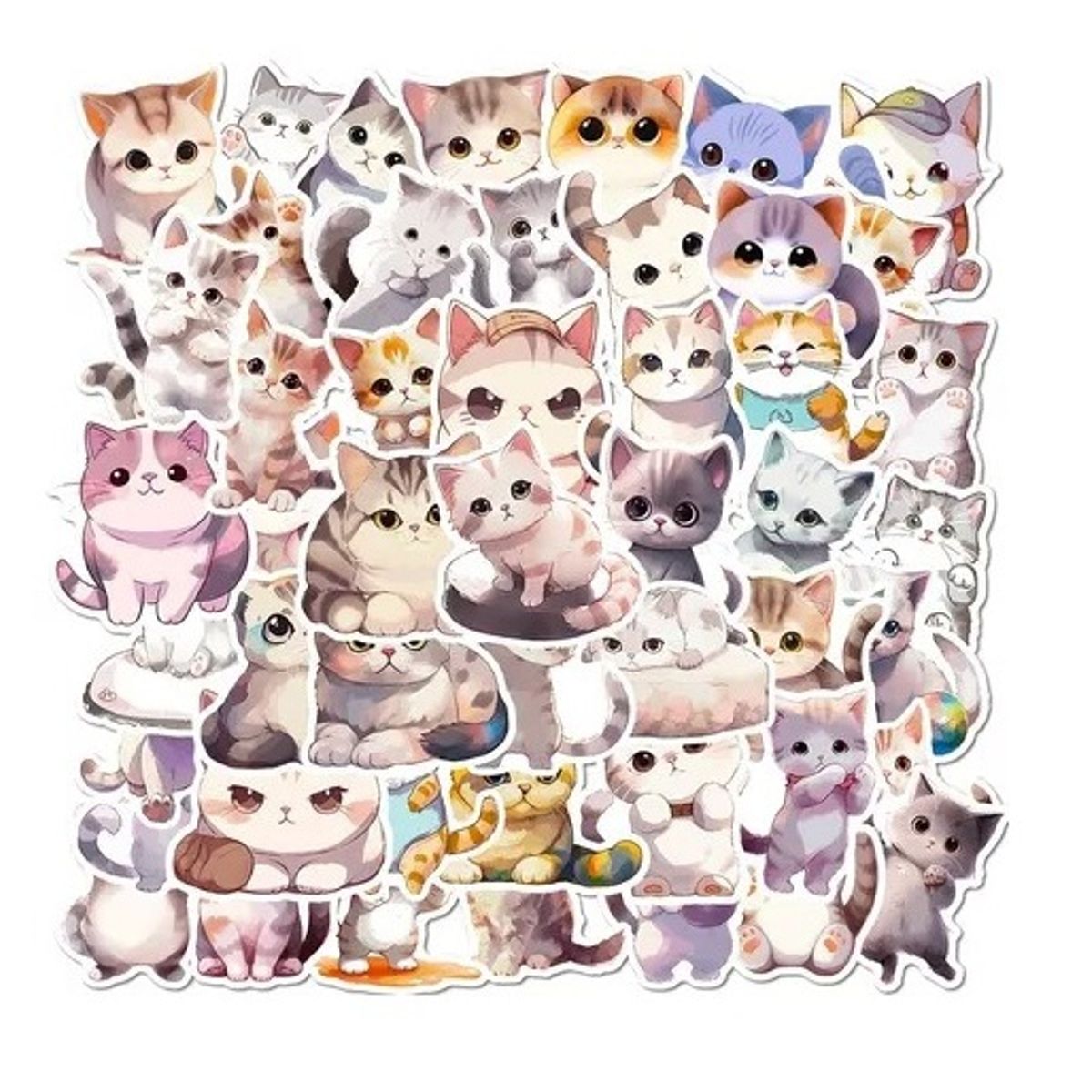 GARSIL - 50 Stickers De Gatos Mininos Michi A10 - Etiquetas Autoadhesivas