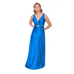 MARIA PASKARO - Vestido Largo Algarve Calypso Lycra Dupont - Celeste