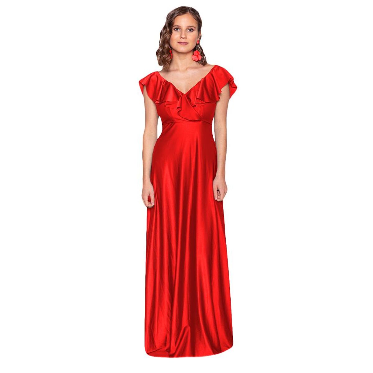 MARIA PASKARO - Vestido Largo Marken Rojo Lycra Dupont Maria Paskaro - Rojo