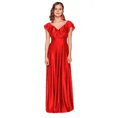 MARIA PASKARO - Vestido Largo Marken Rojo Lycra Dupont - Rojo