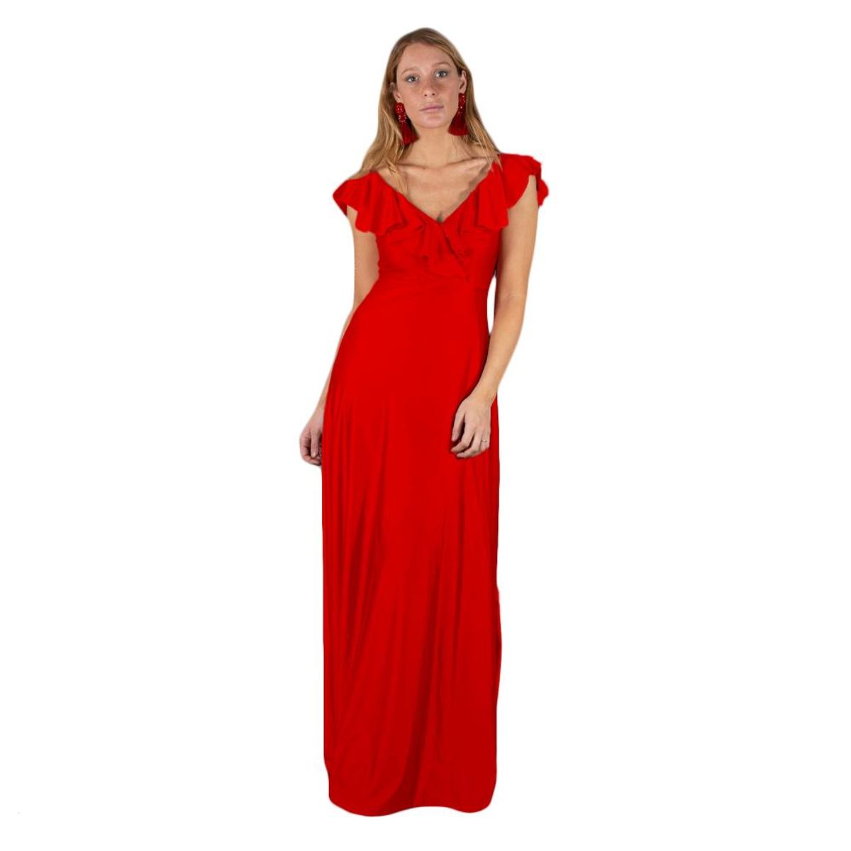 MARIA PASKARO - Vestido Largo Marken Rojo Lycra Dupont Maria Paskaro - Rojo
