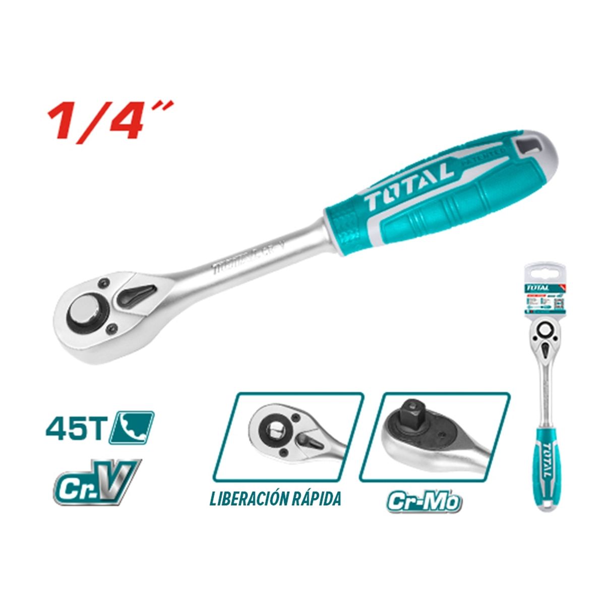 TOTAL TOOLS - Llave Chicharra Cuadrante 14 Pulgadas TOTAL