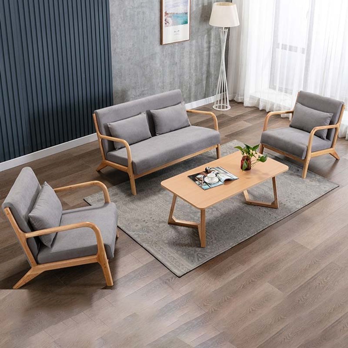 CRUSEC - Sofa de 2 Asientos Moderno de Comedor Con Apoyabrazos beige