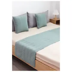 GENERICO - Set Piecera Plush 210x70 y 2 Fundas Menta 45x45 King o 2Pzas.