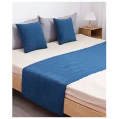 GENERICO - Set Piecera Plush 210x70 y 2 Fundas Azul 45x45 King o 2Pzas.