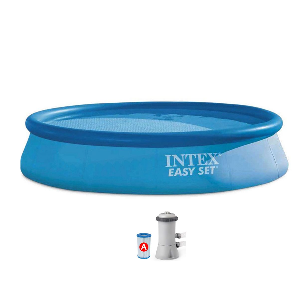 INTEX - Piscina Inflable 396x84cm Redonda Con Filtro 7290lt Intex
