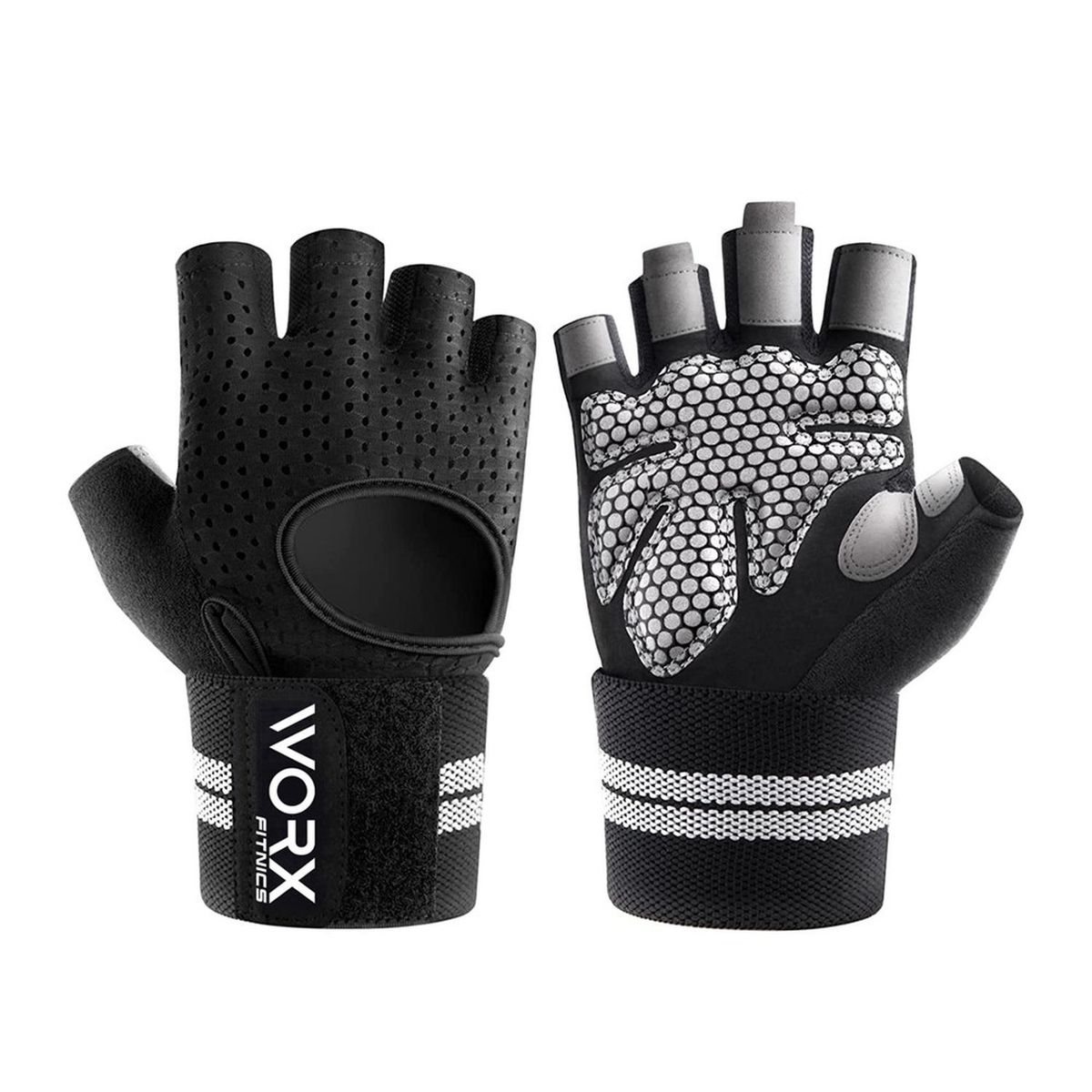 WORX - Guantes Entrenamiento Con Muñequera Pesas Gym - Negro - M