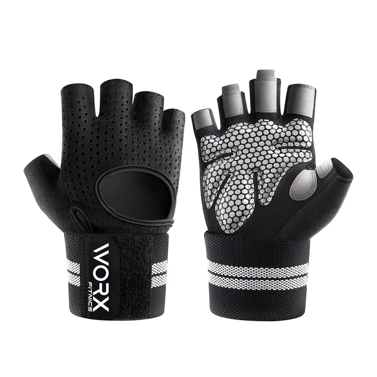 WORX - Guantes Entrenamiento Con Muñequera Pesas Gym - Negro - L
