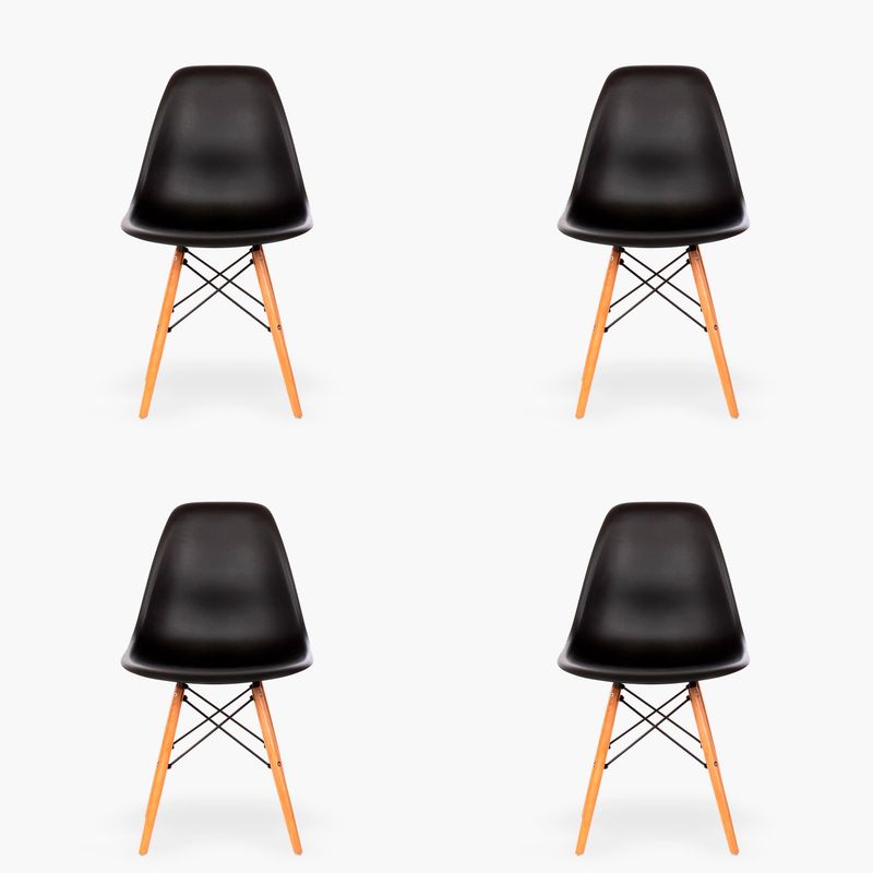 FORM DESIGN - Pack 4 Sillas comedor Eames DSW Negro Form