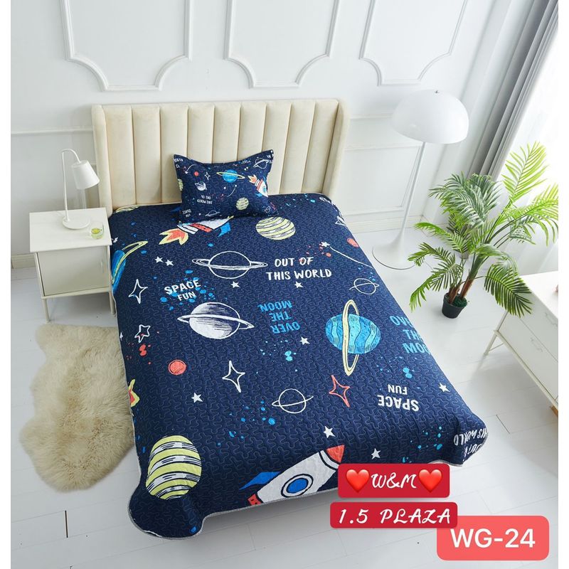 GENERICO - Cubrecama Quilt Verano 1 1/2 plaza - Space Fun WG-24