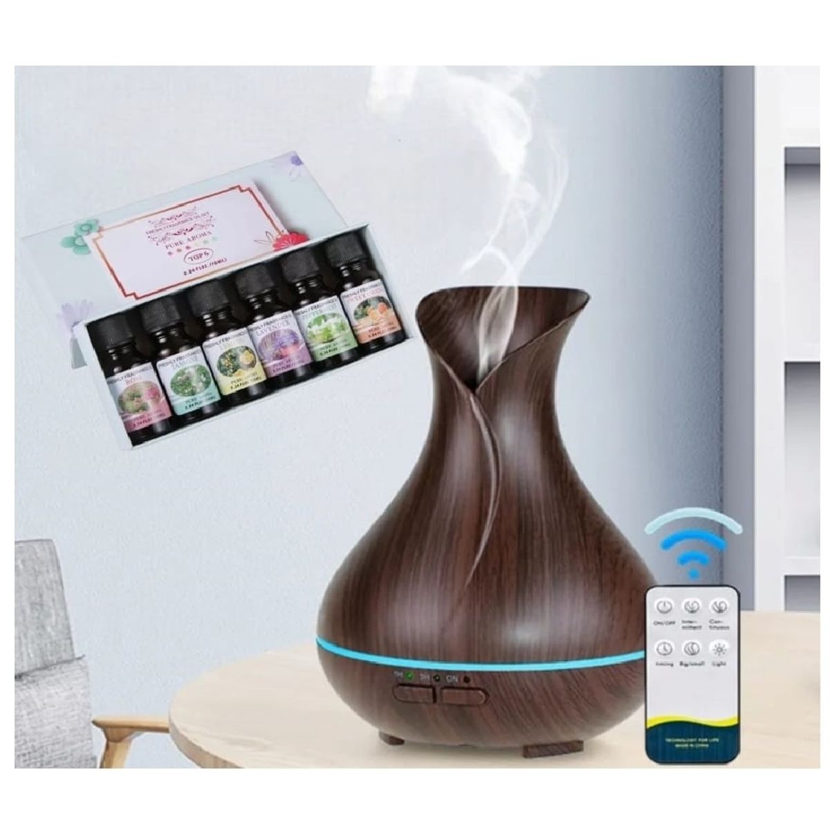 GENERICO - Humidificador 600ML + 6 Esencias Difusor Aromaterapia Aire.