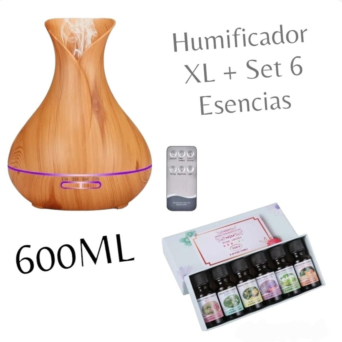 GENERICO - Humidificador 600ML + 6 Esencias Difusor Aromaterapia Aire.