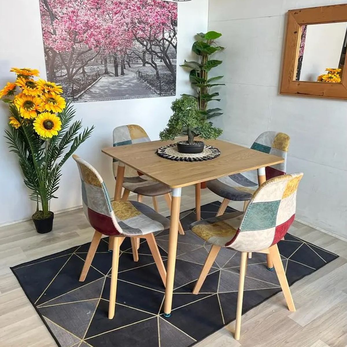 GENERICO - Comedor Barbados (Mesa 80x80 wood + 4 Sillas Dali Beige)