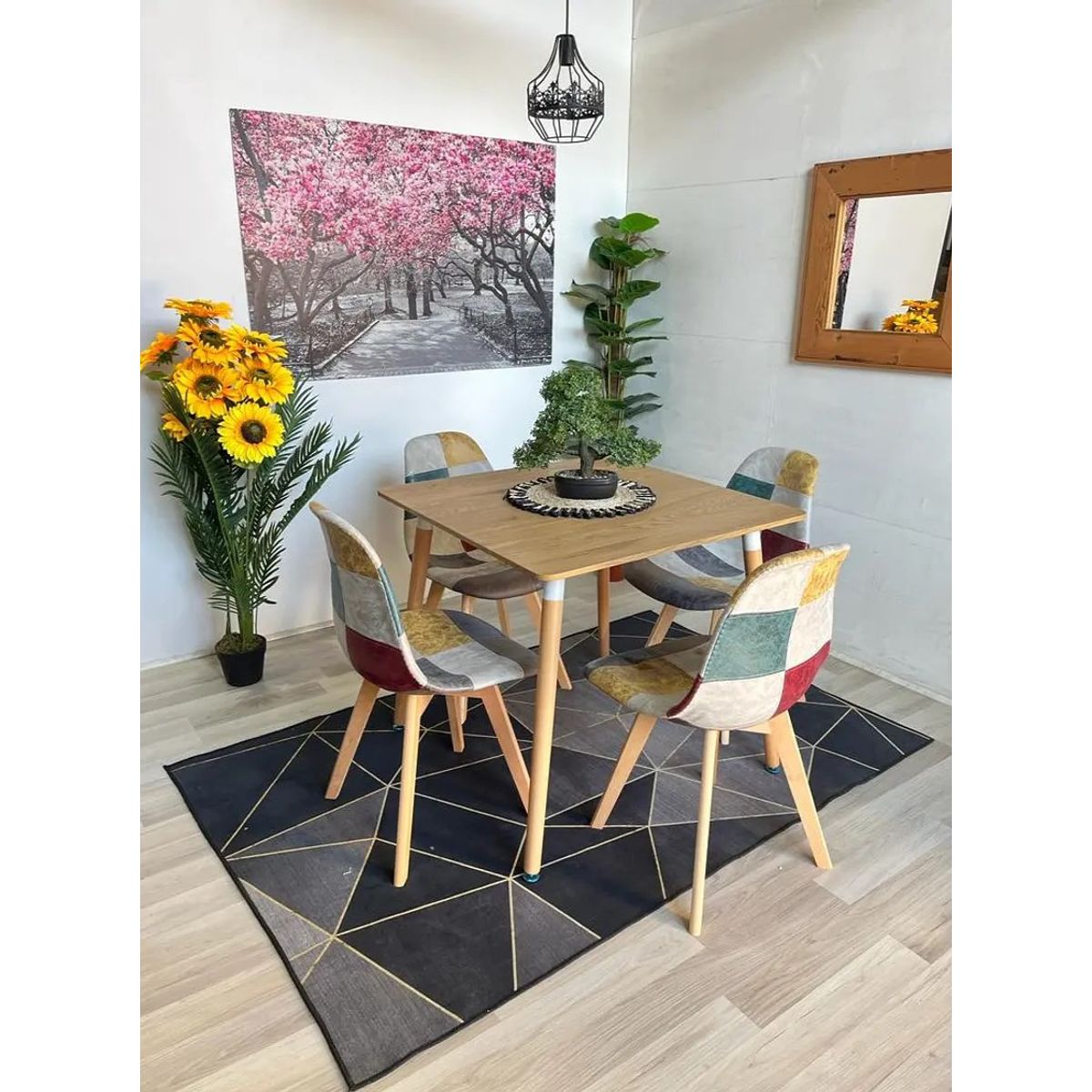 GENERICO - Comedor Barbados (Mesa 80x80 wood + 4 Sillas Dali Beige)