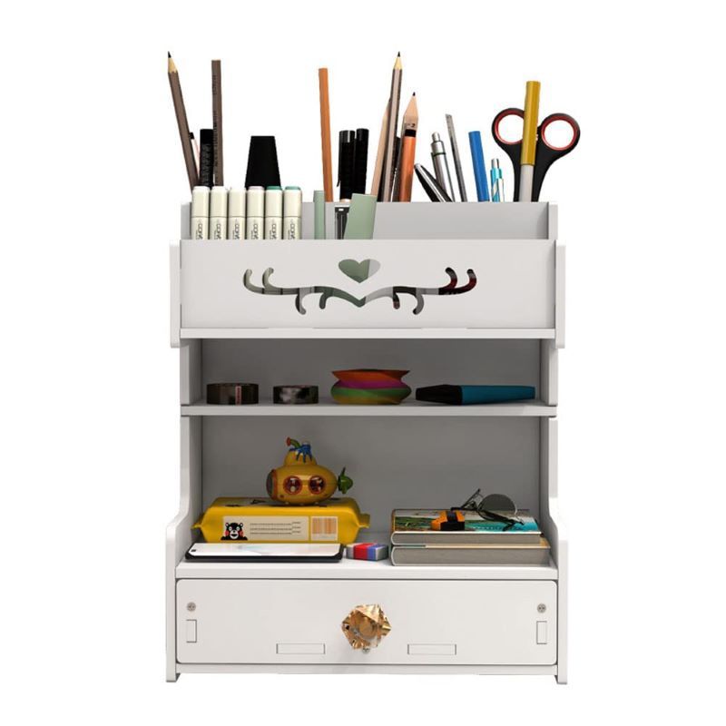 EVERSO - Organizador Escritorio De Madera Con Cajon Gran Capacidad Multiuso